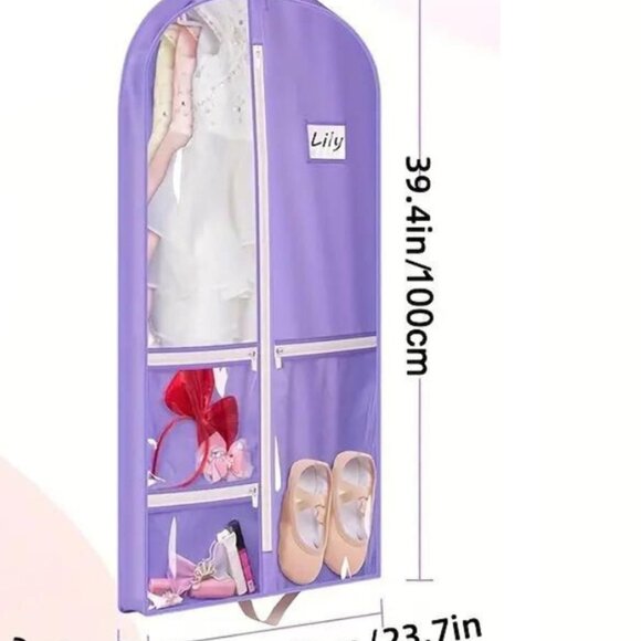 Purple Garment Bag with Pockets - Dance, Costume, Travel Organizer - Picture 2 of 3